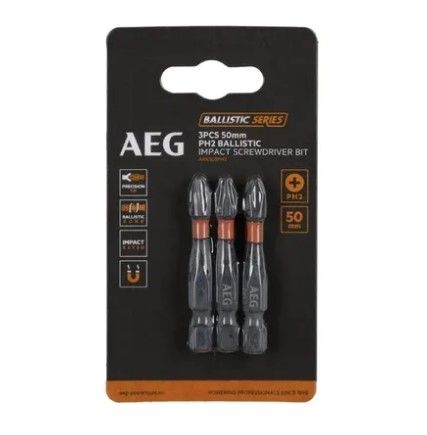 Набір ударних біт AEG AAK503PH2 PH2x50 мм 3 шт Набір ударних біт AEG AAK503PH2 PH2x50 мм 3 шт