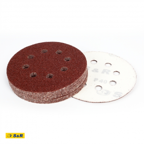 Набор шлифовальной бумаги S&R 8 отверстий 125 мм 120 шт - 9