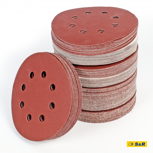Набор шлифовальной бумаги S&R 8 отверстий 125 мм 120 шт - 1