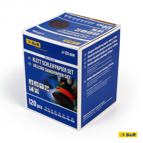 Набор шлифовальной бумаги S&R 8 отверстий 125 мм 120 шт - 13