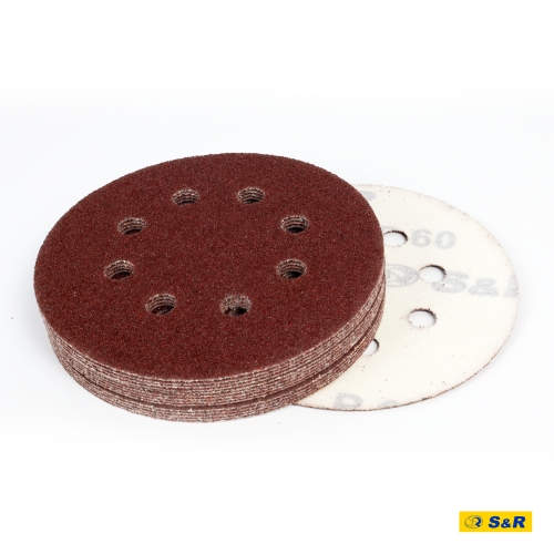 Набор шлифовальной бумаги S&R 8 отверстий 125 мм 120 шт - 8