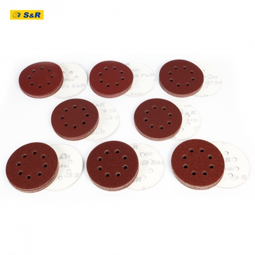 Набор шлифовальной бумаги S&R 8 отверстий 125 мм 120 шт - 10