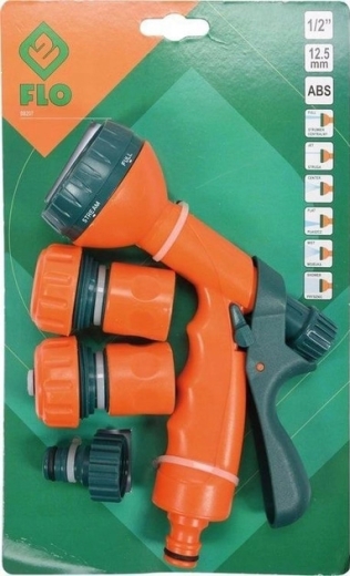 Пистолет-распылитель FLO 89207 6-режимный с набором наконечников 1/2" и 3/4" 4 шт Пистолет-распылитель FLO 89207 6-режимный с набором наконечников 1/2" и 3/4" 4 шт