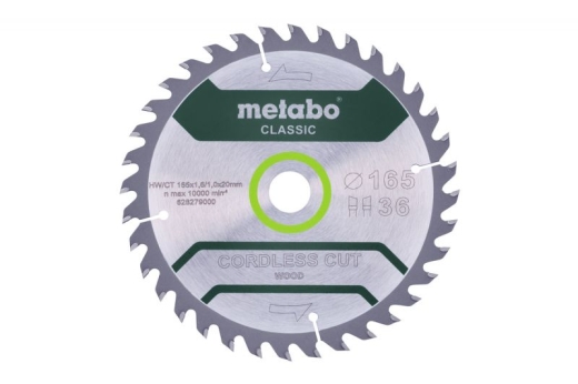 Пиляльний диск Metabo Cordless cut Classic HW/CT 165х1.6/1x20, Z18 WZ 20° /B 628650000 Пиляльний диск Metabo Cordless cut Classic HW/CT 165х1.6/1x20, Z18 WZ 20° /B 628650000