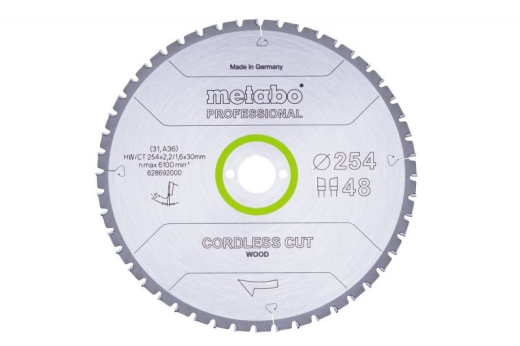 Пиляльний диск Metabo Cordless cut HW/CT 254х2.2/1.6x30, Z48 WZ 5 ° від. 628692000 Пиляльний диск Metabo Cordless cut HW/CT 254х2.2/1.6x30, Z48 WZ 5 ° від. 628692000