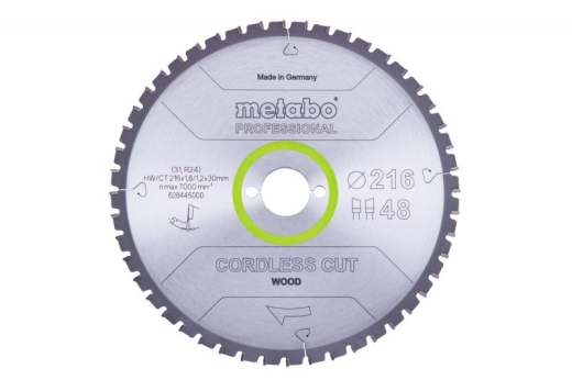 Пиляльний диск Metabo Cordless cut HW/CT 216х1.8/1.2x30, Z48 WZ 5° від. 628445000 Пиляльний диск Metabo Cordless cut HW/CT 216х1.8/1.2x30, Z48 WZ 5° від. 628445000