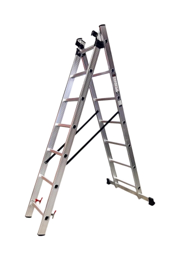 Лестница алюминиевая трёхсекционная GTM KME307 3x7 ступенек 1.9-4.07м - 2