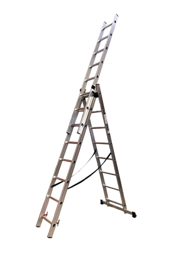 Драбина алюмінієва трисекційна GTM KME308 3x8 сходинок 2.18-4.88м - 1