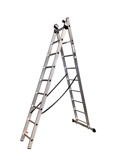 Лестница алюминиевая трёхсекционная GTM KME309 3x9 ступенек 2.45-5.69м - 2