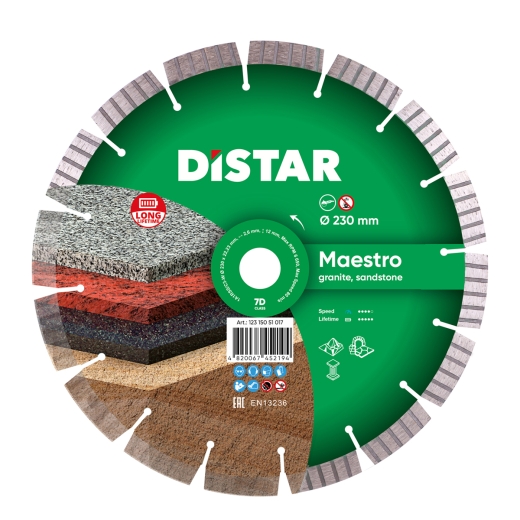 Диск алмазний Distar 1A1RSS/C3-W 230x2,6/1,6x22,23-16-ARPS 38x2,6x10+2 R103 Maestro - 1