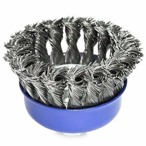 Щетка чашечная прямая S&R 75 мм, стальная плетеная проволока - 4