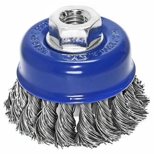 Щетка чашечная прямая S&R 75 мм, стальная плетеная проволока - 1