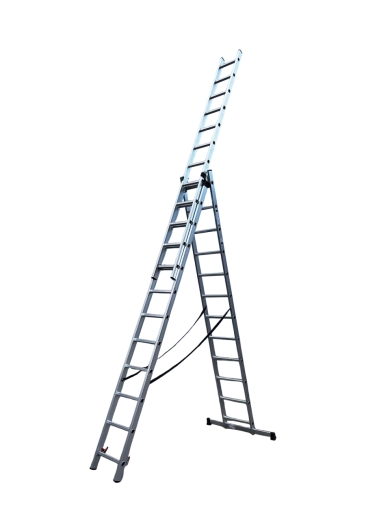 Драбина алюмінієва трисекційна GTM KME312 3x12 сходинок 3.26-8.12м - 1