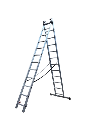 Лестница алюминиевая трёхсекционная GTM KME312 3x12 ступенек 3.26-8.12м - 2