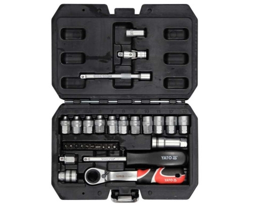 Набор сквозных торцевых головок Spline YATO YT-38650 1/4", М4.5-М13 29 шт - 1