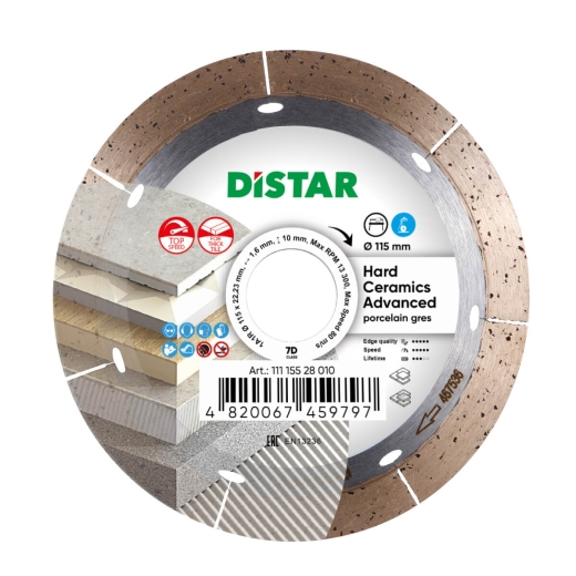 Диск алмазный Distar 115 x 1,6/1,2 x 10 x 22,23 Hard ceramics Advanced Диск алмазный Distar 115 x 1,6/1,2 x 10 x 22,23 Hard ceramics Advanced