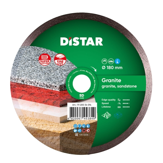Диск алмазный Distar Granite 180 x 1,4 x 8,5 x 25,4 Диск алмазный Distar Granite 180 x 1,4 x 8,5 x 25,4