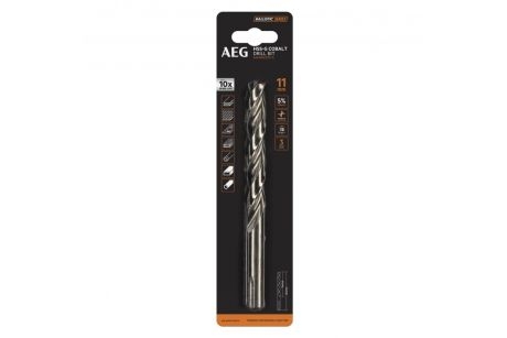 Свердло AEG AAKHSSCBT11-0, HSS-Co, 11х94х142 мм Свердло AEG AAKHSSCBT11-0, HSS-Co, 11х94х142 мм