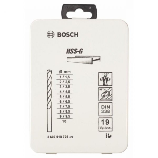 Набір свердел по металу Bosch HSS-G, 19 шт - 2
