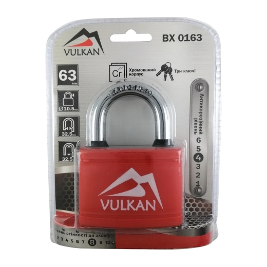 Навісний замок Vulkan BX0163 PVC 63 мм Навісний замок Vulkan BX0163 PVC 63 мм