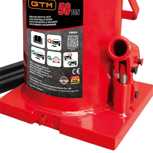 Домкрат гідравлічний GTM TH95004 50т пляшковий одноштоковий - 3