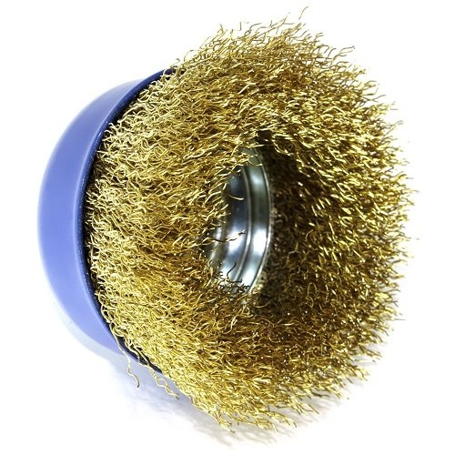 Щетка чашечная S&R 75 мм, латунная рифленая проволока - 2