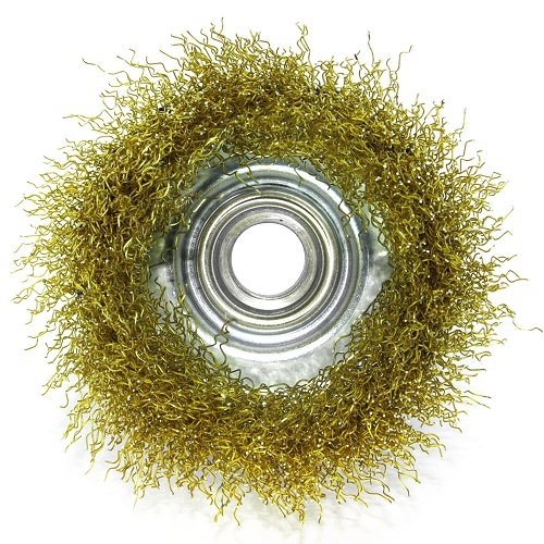 Щетка чашечная S&R 75 мм, латунная рифленая проволока - 3