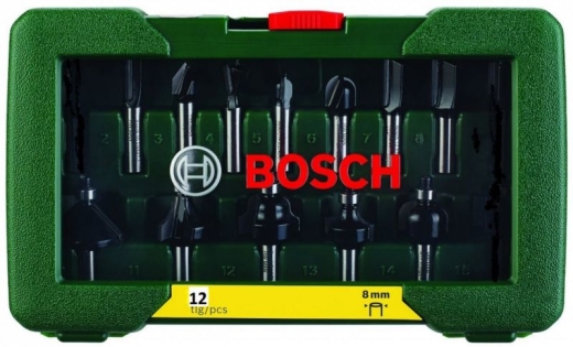 Набір твердосплавних фрез Bosch Promoline з хвостовиком Ø 8 мм, 12 шт. Набір твердосплавних фрез Bosch Promoline з хвостовиком Ø 8 мм, 12 шт.