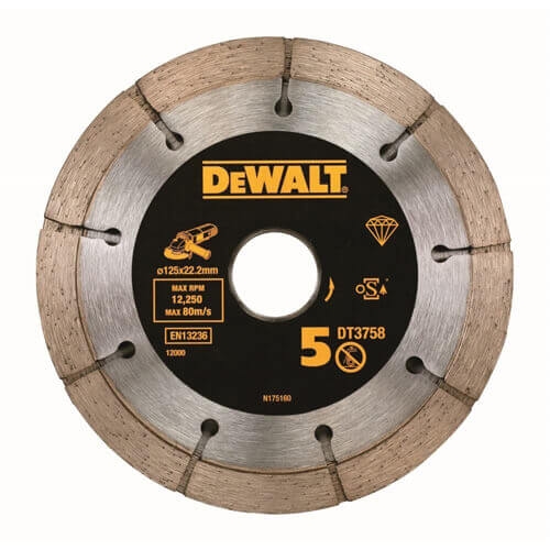 Сдвоенный сегментированный алмазный диск DeWALT DT3758 125x22,23 Сдвоенный сегментированный алмазный диск DeWALT DT3758 125x22,23