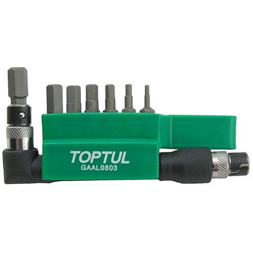 Набор бит + Г-обр. переходник TOPTUL 1/4" HEX 2-8 мм 8 ед. GAAL0803 Набор бит + Г-обр. переходник TOPTUL 1/4" HEX 2-8 мм 8 ед. GAAL0803