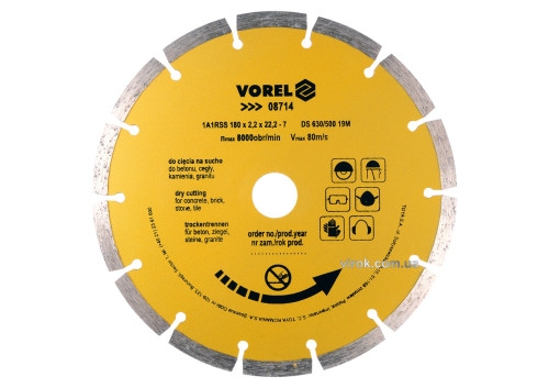 Диск отрезной алмазный сегментный VOREL 08714 SEGMENT Ø= 180 мм - 1