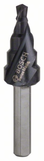 Ступенчатое сверло с трехгранным хвостовиком Bosch HSS-AlTiN 4-12 мм, 5 ступеней Ступенчатое сверло с трехгранным хвостовиком Bosch HSS-AlTiN 4-12 мм, 5 ступеней
