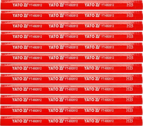 Карандаши столярные с твердостью HB YATO YT-692612 L=175х5х2 мм. 12 шт, в деревянной красной оболочке Карандаши столярные с твердостью HB YATO YT-692612 L=175х5х2 мм. 12 шт, в деревянной красной оболочке