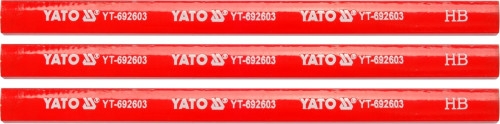 Карандаши столярные с твердостью HB YATO YT-692603 L=175х5х2 мм. 3 шт, в деревянной красной оболочке Карандаши столярные с твердостью HB YATO YT-692603 L=175х5х2 мм. 3 шт, в деревянной красной оболочке