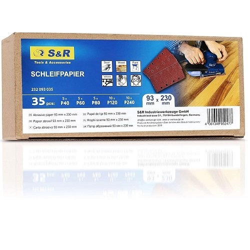Набор шлифовальных листов S&R 93x230 мм, 35 ​​шт - 1