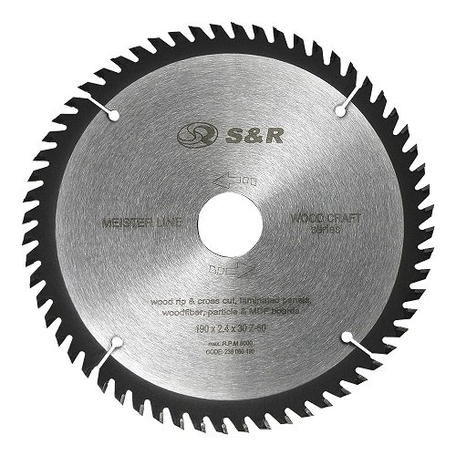 Диск пильный S&R Meister Wood Craft 190x30x2,4 мм, 60 зуб. (238060190) Диск пильный S&R Meister Wood Craft 190x30x2,4 мм, 60 зуб. (238060190)
