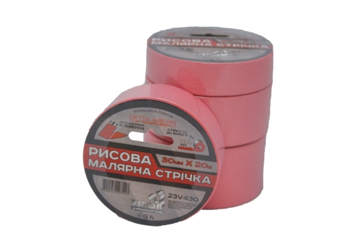 Малярная лента рисовая VIROK 30 мм х 20 м. розовая - 1
