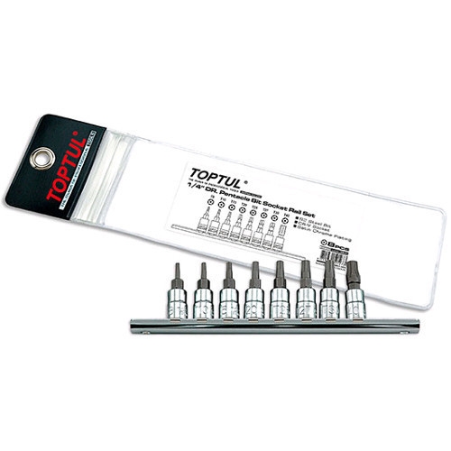 Набор бит TOPTUL TORX пятигранных с отверстием 1/4" T8-T40 8 ед. GAAG0805 Набор бит TOPTUL TORX пятигранных с отверстием 1/4" T8-T40 8 ед. GAAG0805
