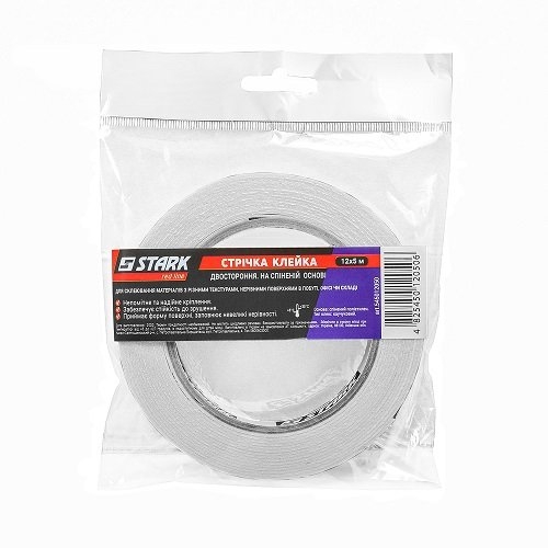 Скотч двосторонній спінений білий Stark12х5м - 2