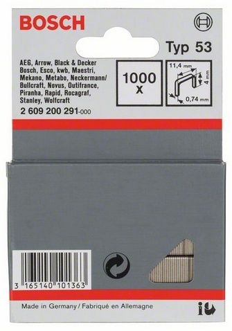 Скоби тип 53 Bosch 4 мм, 1000 шт Скоби тип 53 Bosch 4 мм, 1000 шт