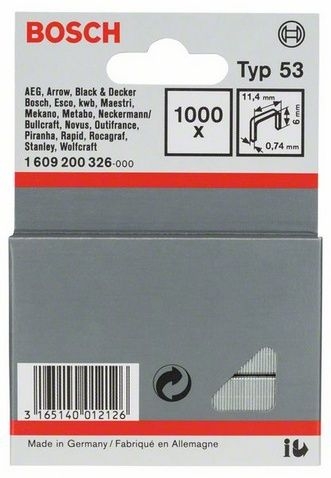 Скоби тип 53 Bosch 6 мм, 1000 шт Скоби тип 53 Bosch 6 мм, 1000 шт
