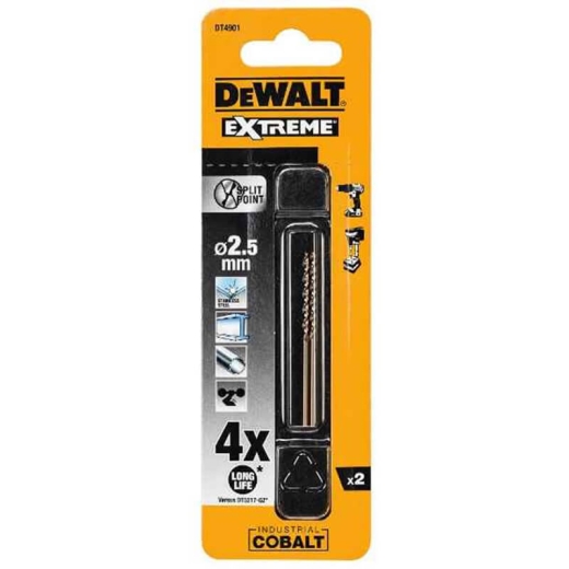 Свердло по металу EXTREME2 кобальтове HSS-E 2,5x57x30 мм DeWALT DT4901 - 1