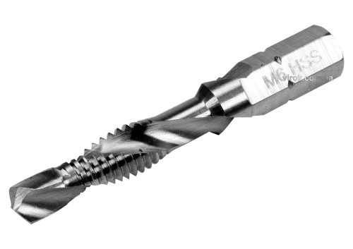 Свердло-мітчик YATO YT-44843 М6 х 1 мм, HSS М2, HEX-1/4", l= 44/8 мм - 1