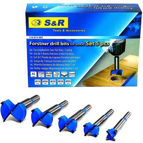 Набір свердел Форстнера по дереву S&R 5 шт - 4