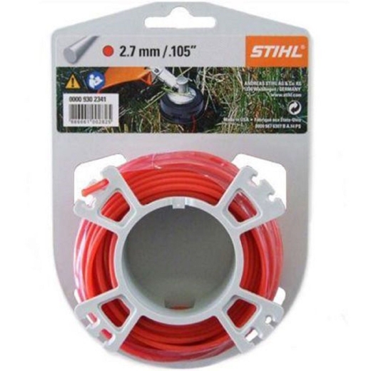 Косильная струна STIHL Ø2,7 мм х 9 м круглая с углублением (малошумная) Косильная струна STIHL Ø2,7 мм х 9 м круглая с углублением (малошумная)