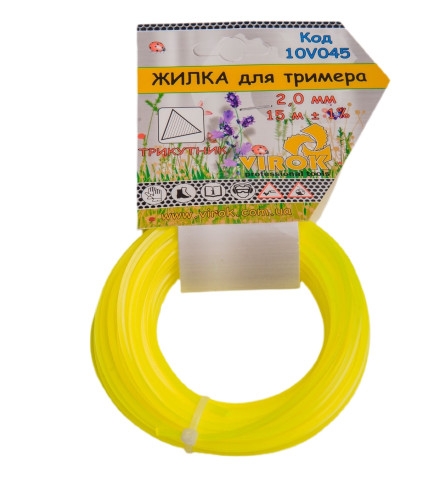 Жилка для тримера VIROK 10V045 ТРИКУТНИК Ø= 2.0 мм, l= 15 м Жилка для тримера VIROK 10V045 ТРИКУТНИК Ø= 2.0 мм, l= 15 м