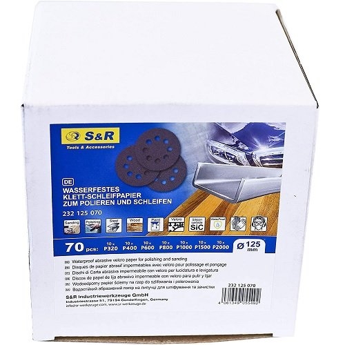 Набор шлифовальных листов S&R 125 мм 70 шт 8 отверстий влагостойкий - 4