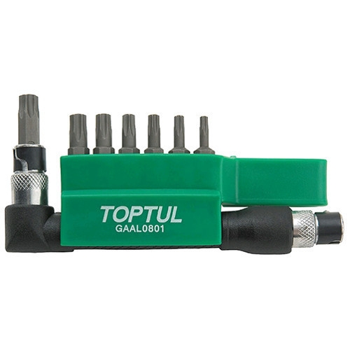 Набор бит TORX TOPTUL 1/4" T10H-T40H + Г-обр. переходник 8 ед. GAAL0801 Набор бит TORX TOPTUL 1/4" T10H-T40H + Г-обр. переходник 8 ед. GAAL0801