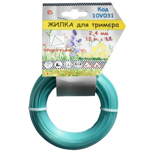 Жилка для триммера VIROK 10V031 "ТРЕУГОЛЬНИК" 2.4 мм x 15 м Жилка для триммера VIROK 10V031 "ТРЕУГОЛЬНИК" 2.4 мм x 15 м