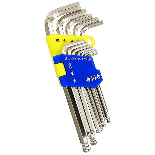 Набор шестигранных ключей S&R 365307013 с шариковым окончанием 13 шт. - 3